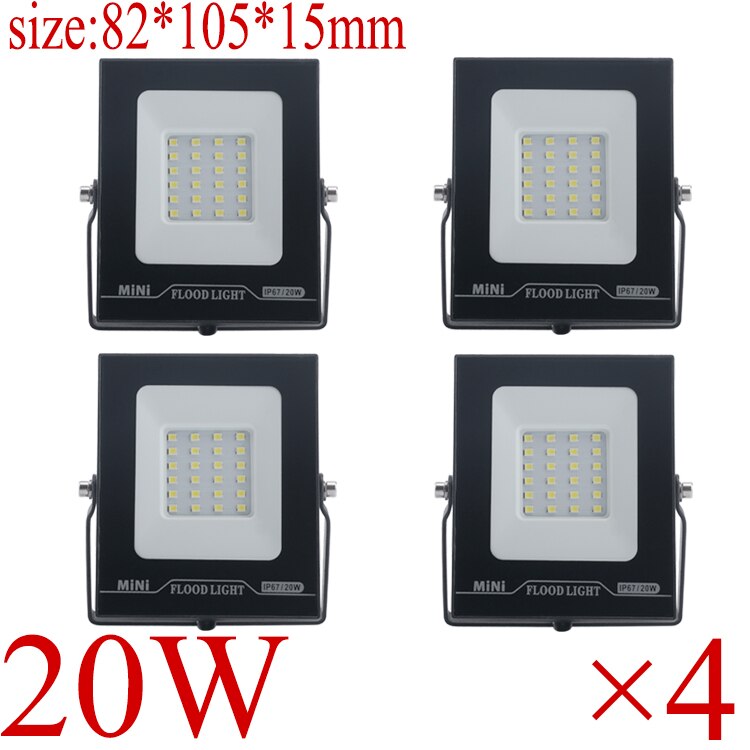 LED FloodLight IP67 Waterproof 220V 10W 20W 30W 50W 100W 150W 200w Outdoor Garden Projector Lighting Spotlight Wall Flood Lights: 20w 4PCS / Cool White(5500-7000K)