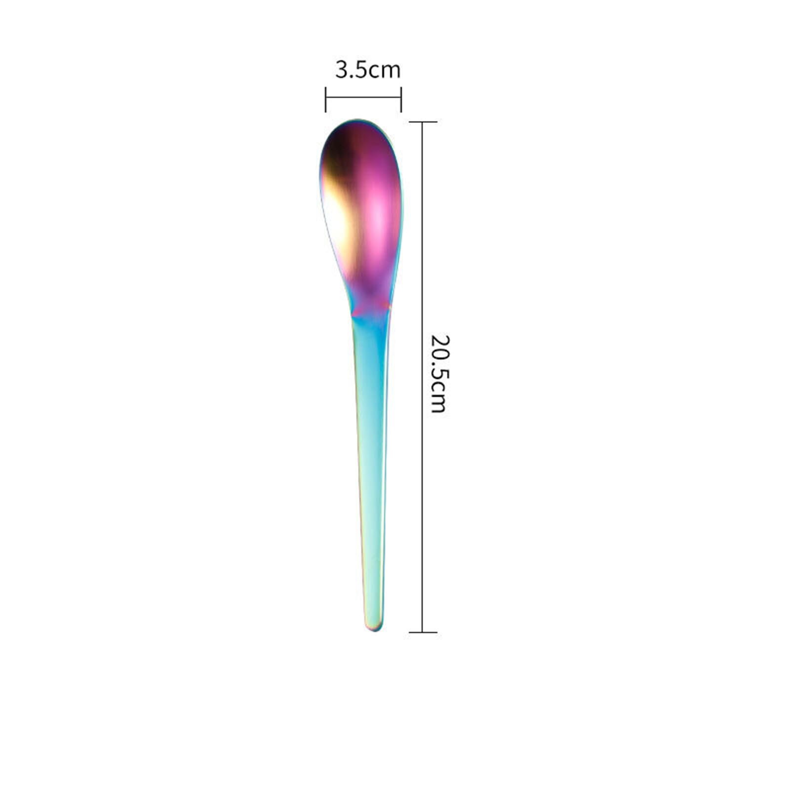 1PC Colorful Mirror Stainless Steel Flatware Knife Fork Spoon Teaspoon Cutlery Tableware For Home Kichen Party Dishwasher: Colorful-Spoon