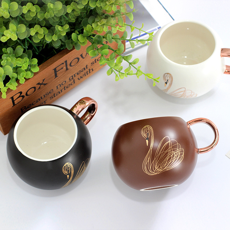 Kaffekrus tumbler keramisk kop med svanemønster krus kaffekop rejsekrus glasmumin til elskere kaffekopper og krus