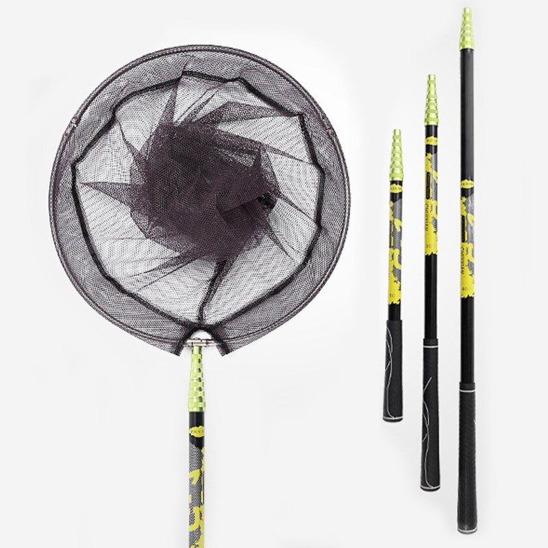 Filet de pêche télescopique pliable en carbone, 2.1M 3M, à longue poignée, équipement pour la pêche, X437B