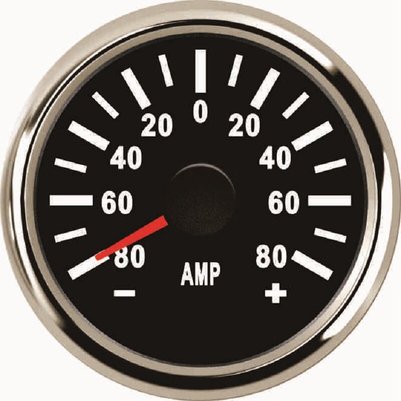 52mm Ammeter AMP Gauge Ampere Meter +/-80A With Current Sensor With Red Backlight: BS