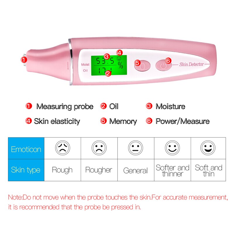 High Presicion LCD Display Body Skin Analyzer Moisture Oil Water Tester Meter Health Monitor Face Care Skin Tester Moisture