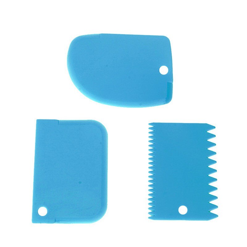 3PCS/Set Kitchen Cake Cream Scraper Dough Cake Cutter Slicer Spatula For Cake Blade Silicone Spatula For Patisserie Pizza Cake: 1Set Dark Blue