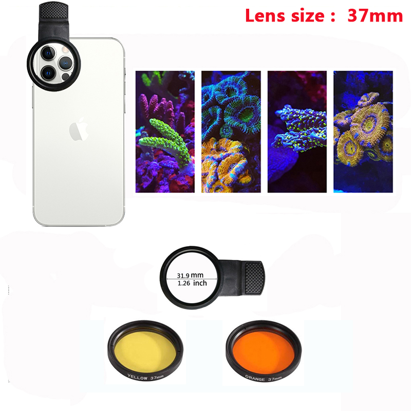 Lente de acuario para pecera, agua salada marina, agua de mar, lente de arrecife de Coral, filtros de cámara para teléfono, lente Macro, terrario acuático de peces