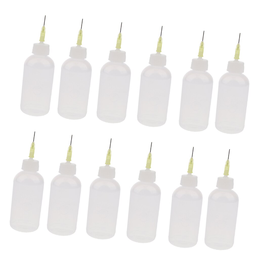 12 Stuks 50Ml Lijm Applicator Fles Precisie Naald Tip Liquid Dropper Flessen