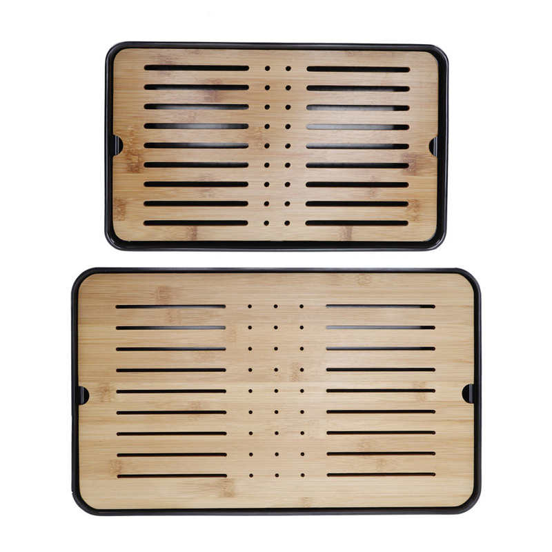 Rectangle Bamboo Tea Tray Teapot Mat Serving Tray Draining Board Tea Set Home Kitchen Use