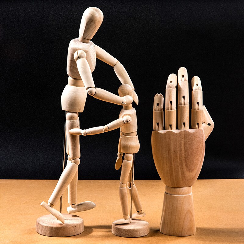 Pot de fleur plante verte | Marionnette Joint en bois, poupée modèle mannequin, dessin artistique, de décoration de bureau