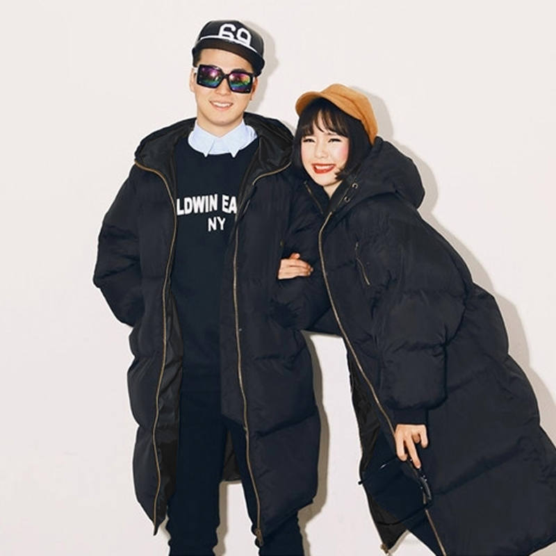 Oversize frakke kvinder efterår vinterjakke kvinder parka tyk lang dun bomuldsfrakke hættejakke kvinder og mænd par pufferjakke  c6636