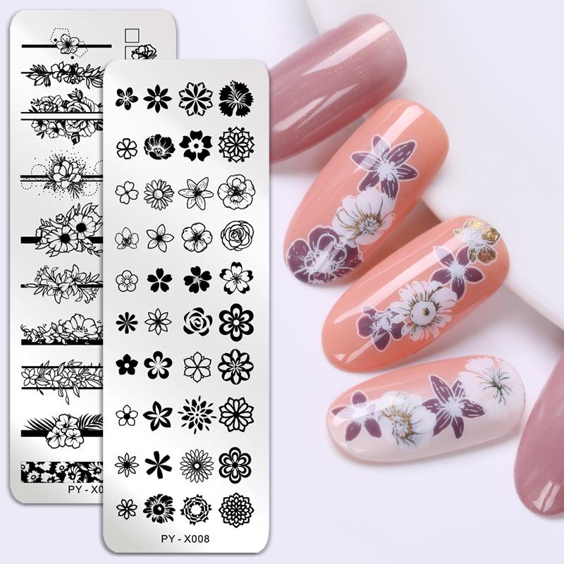 PICT YOU-plantillas para estampado de uñas, plantilla para estampado de uñas con formas geométricas, imagen DIY de hojas de animales para pulir uñas