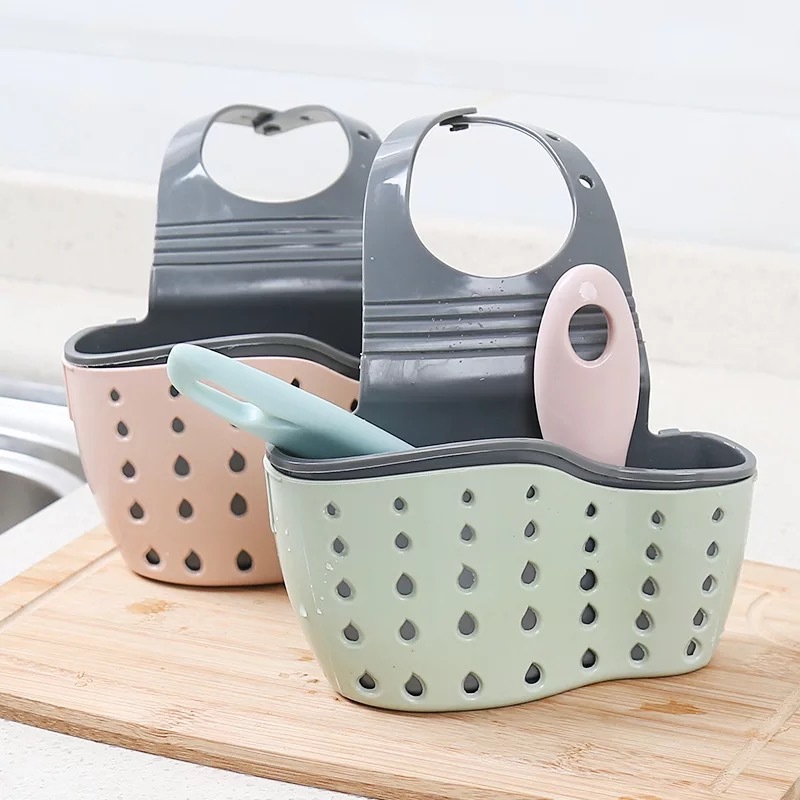 Kitchen Tools Utensils Double Pocket Storage Hanging Basket Drainer Home Bathroom Kitchen Sink Rack Holder Kitchen Gadgets Goods