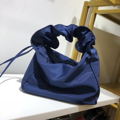 Mode Tassen Totes Vrouwen Tas Geplooide Nylon Tassen Vrouwelijke Handtas Meisje Bolsas Waterdichte Handtas Baguette Vorm Zakken: navy blue better