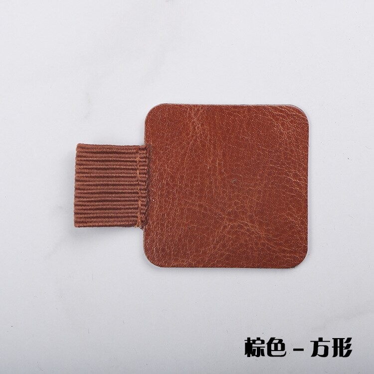 1p Branded Pen Clip Portable Pu Leather Pen Holder Self Adhesive Pencil Elastic Ring For Notebook Diary Clipboard: brown
