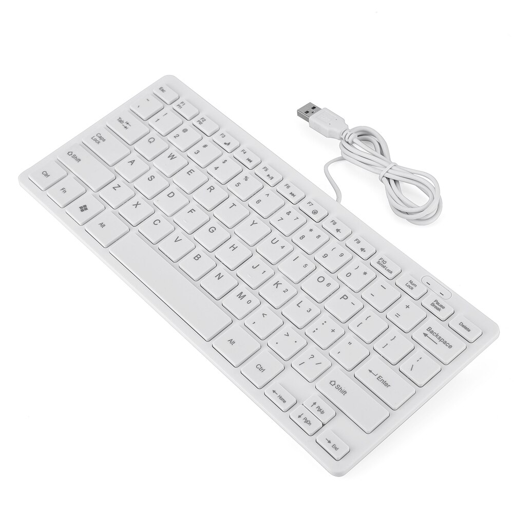 78 Keys Ultra Thin Mini USB Wired Keyboard for Desktop Computer Laptop PC About 1.2m: white