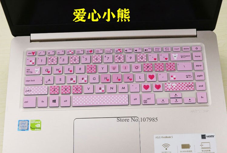 15.6 inch Colorful Silicone Keyboard protector skin Cover guard For ASUS VivoBook F510UA F510U / for ASUS VivoBook S510 15&quot;: Bear