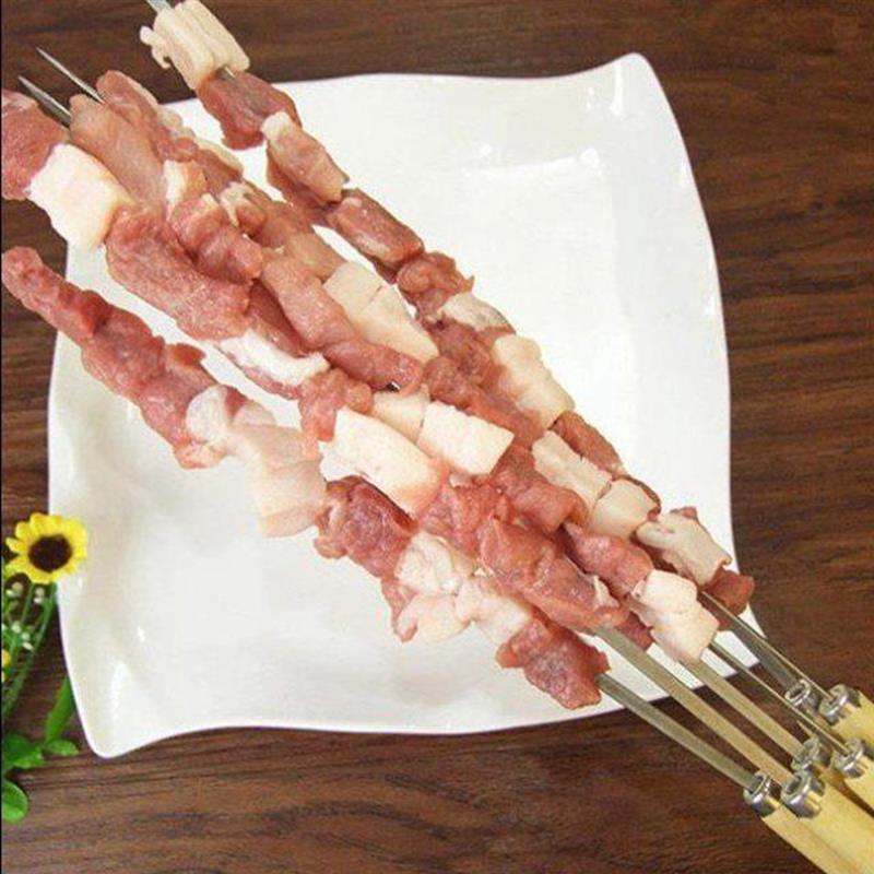 20 kpl ympäristöystävällinen grillivarras puinen kahva ruostumaton teräs kabob varras grillitikku grillivälineet ulkomatkoille