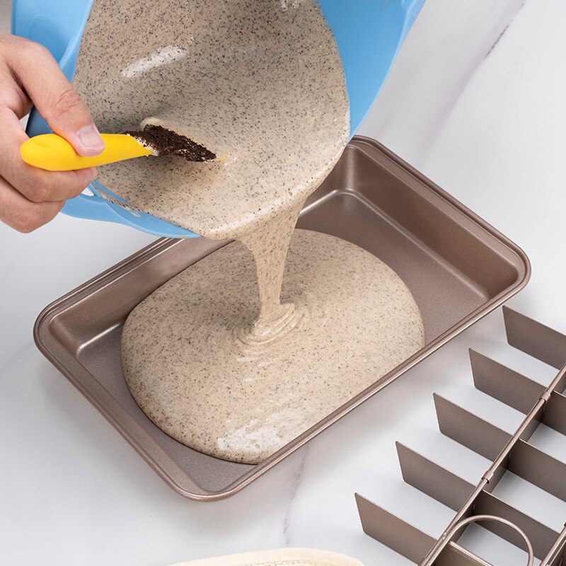 Brownie – plaque de cuisson antiadhésive carrée en acier inoxydable, avec trancheur, four en cuivre, pour gâteaux