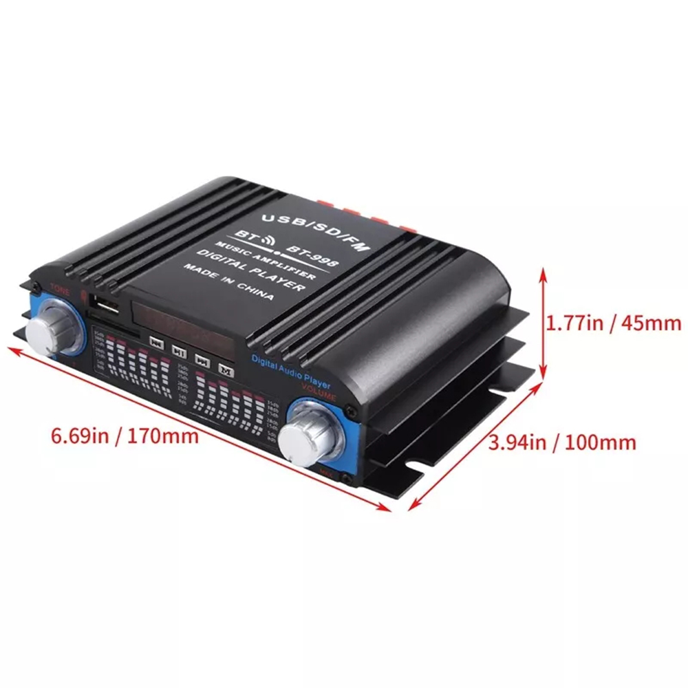 1600W Peak Power HiFi Sound Amplifier Digital 4 Channel Audio Amplifier Bluetooth Karaoke Player FM Radio Support Remote Control