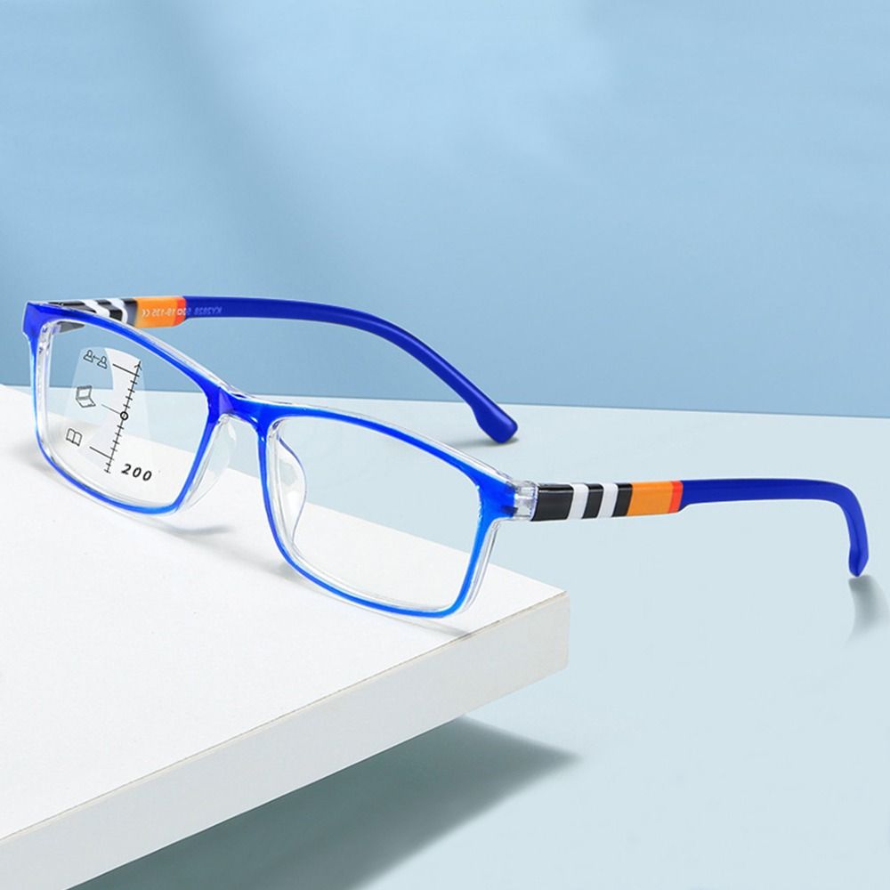 Gafas de lectura multifocales con luz azul, lentes cuadradas con bloqueo de rayos azules, progresivas, cerca del lejano, protección ocular ultraligera