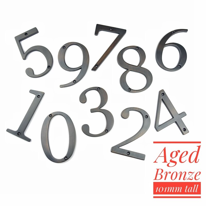 Aged Bronze 101mm House Number House Door Address Number Digits Zinc Alloy Screw Mounted Big Door Address Sign #6
