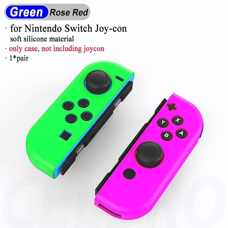 1 Pair Case for Nintendo Switch JoyCon Joy Con Controller Housing Shell Cover for NintendoSwitch Joystick Protection Replacement: Green Rose Red