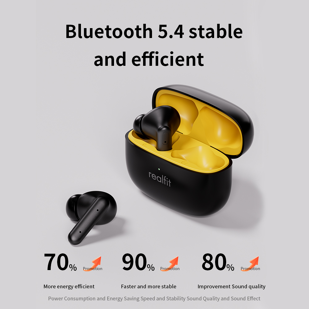 Realfit F3 ANC Cancellazione attiva del rumore Auricolari Bluetooth Chiamata ENC HIFI stereo superbo basso Auricolari senza fili sport gioco