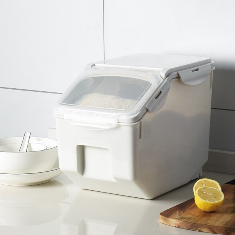 10Kg Rice Storage Box with Seal Locking Lid Food Sealed Grain Container Portable Organizer for Kitchen Utensils