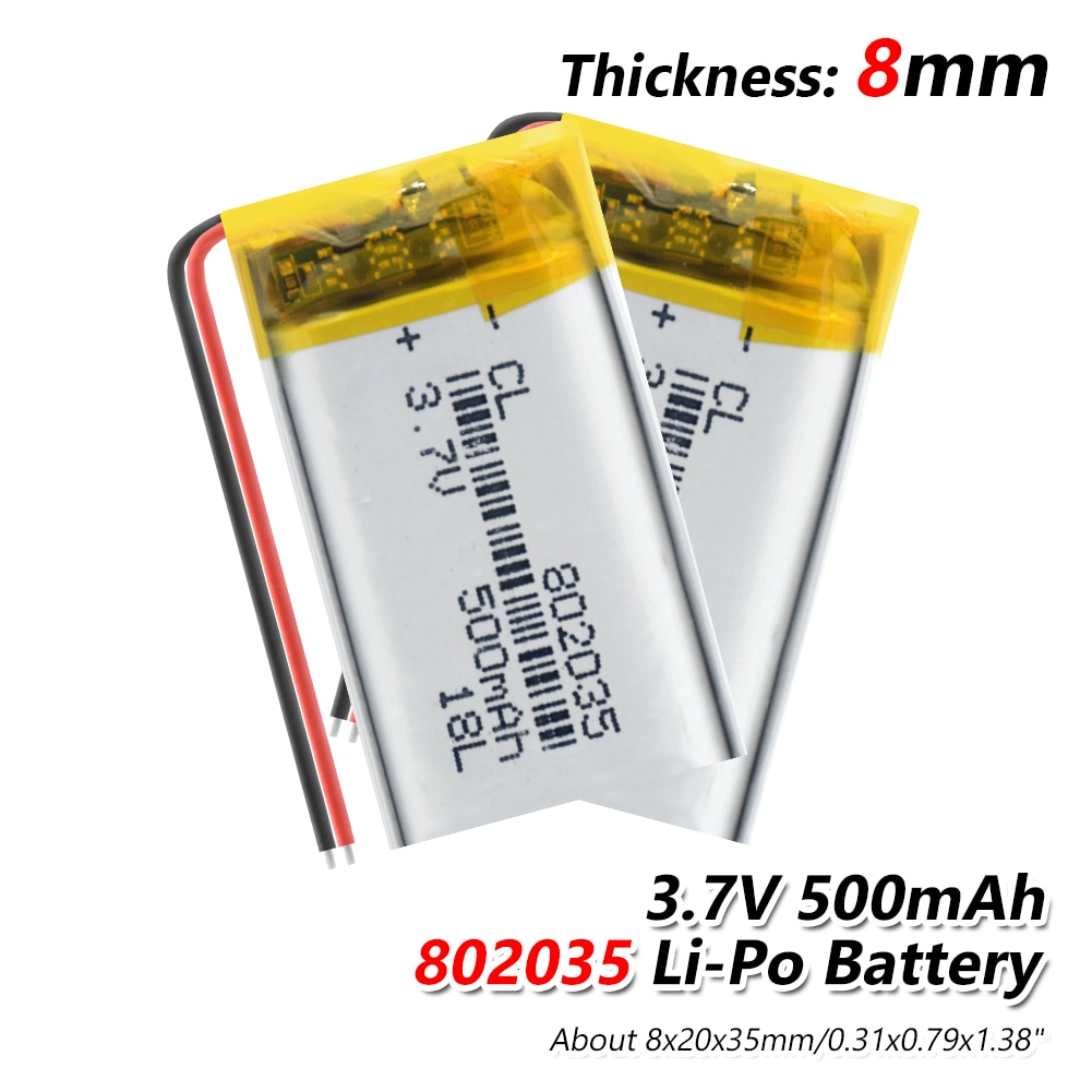 3.7V 500mAh 802035 polimerowy akumulator litowo-jonowy/litowo-jonowy robić MP3 MP4 zabawki DVR Mio mivue 536 mio 518 wideorejestrator lustro dvr