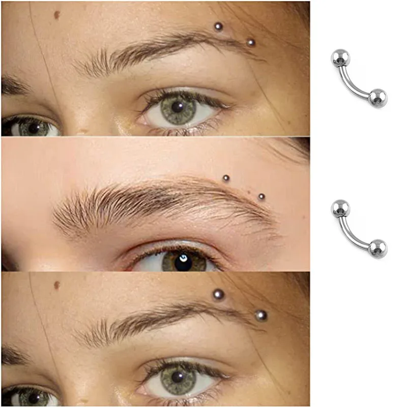 Anillo de cejas de titanio ASTM F136, barra curva PIERC labret con bolas, hélice para la oreja, cartílago del trago, pendientes, Piercing básico
