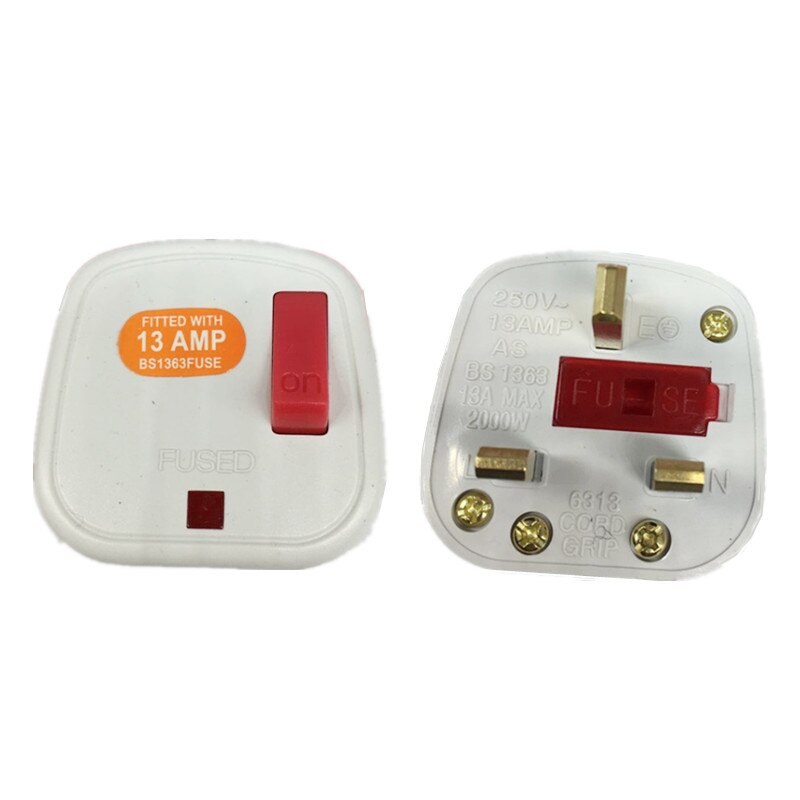 UK 3 Pin Switch 250V 13A AC Power Plug With Switch Male Electrical Socket Fused Connect Cord Overload Protection Adapter: type 1