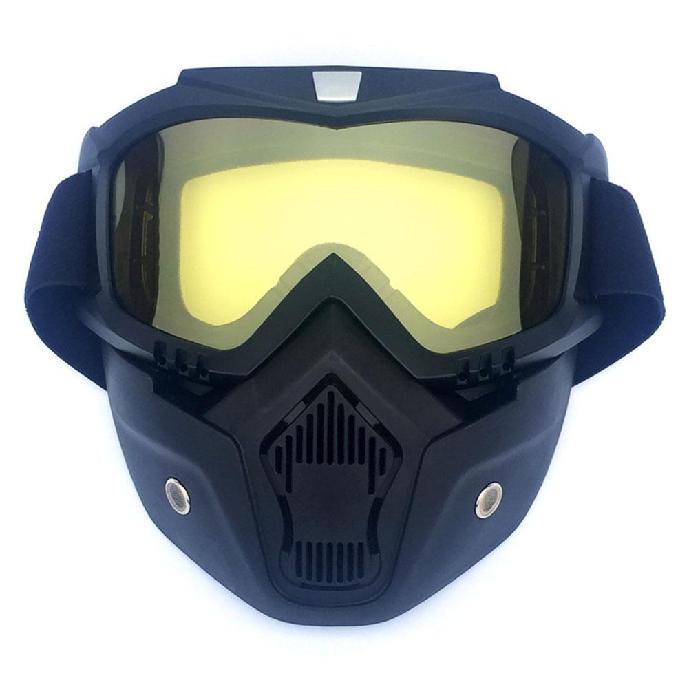 Erwachsene Motorrad Helm Staubdicht Gesicht Maske Atemschutz Motocross Brille Gläser Sicherheit Schutz Brillen Volle Gesicht Shiled: blk And yellow lens