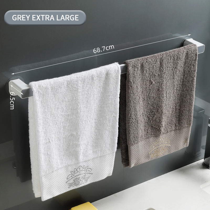 Colgador de toalla montado en la pared, organizador de baño, estante de barra de toalla, gancho de baño, toallitas de cocina, soporte de toalla adhesiva: Gray Extra Large