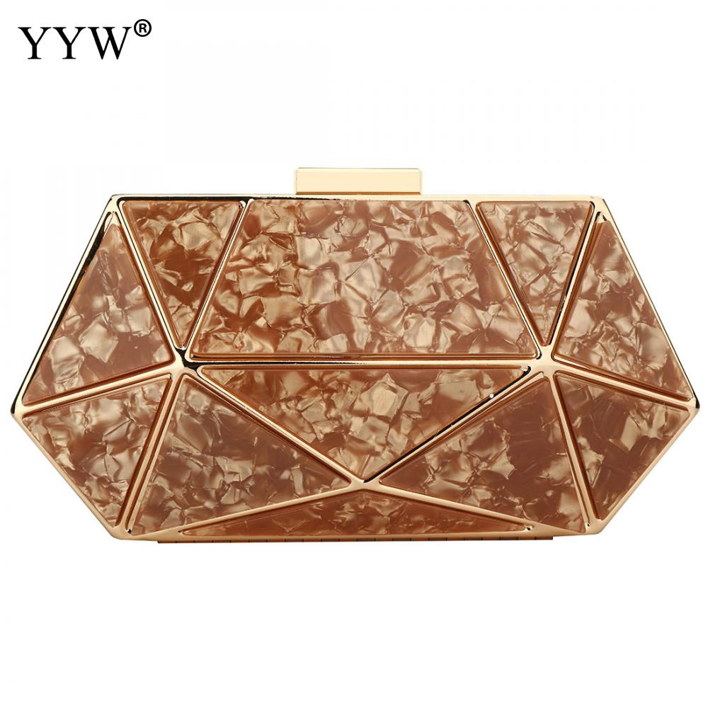 Acrylic Geometric Clutch Purse Women'S Bag With Two Chian Handbag Laides Crossbody Bags For Women Marble Clutches: brick red