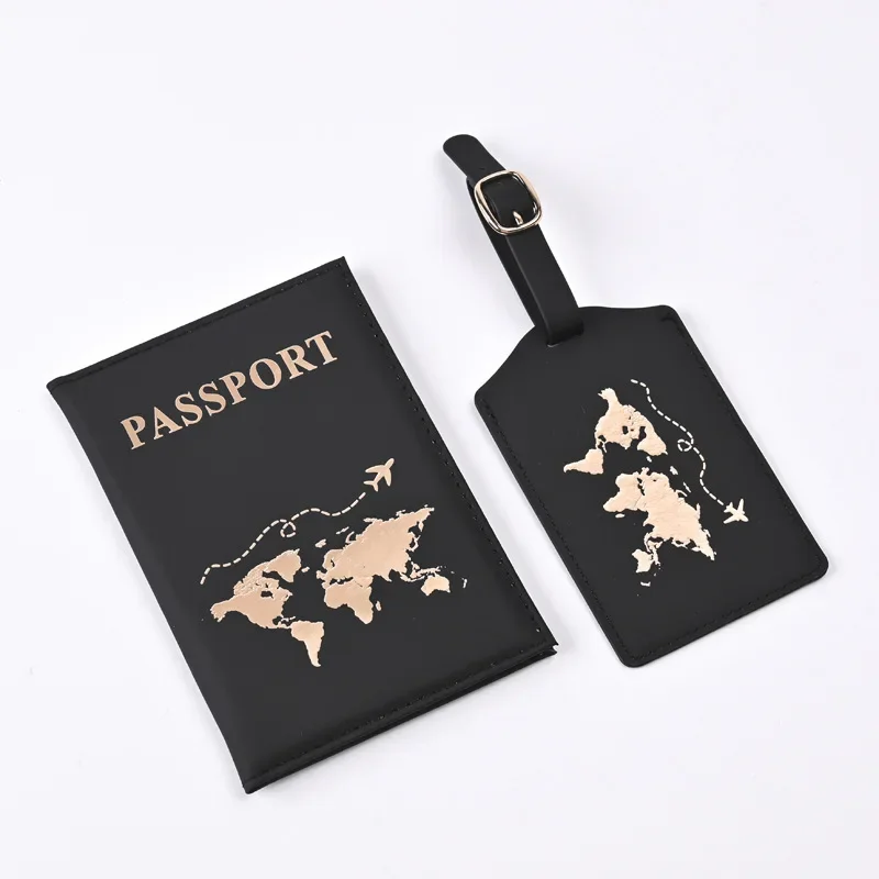 Capa protetora para passaporte, capa protetora para passaporte de viagem, etiquetas de bagagem, acessórios de viagem: Preto
