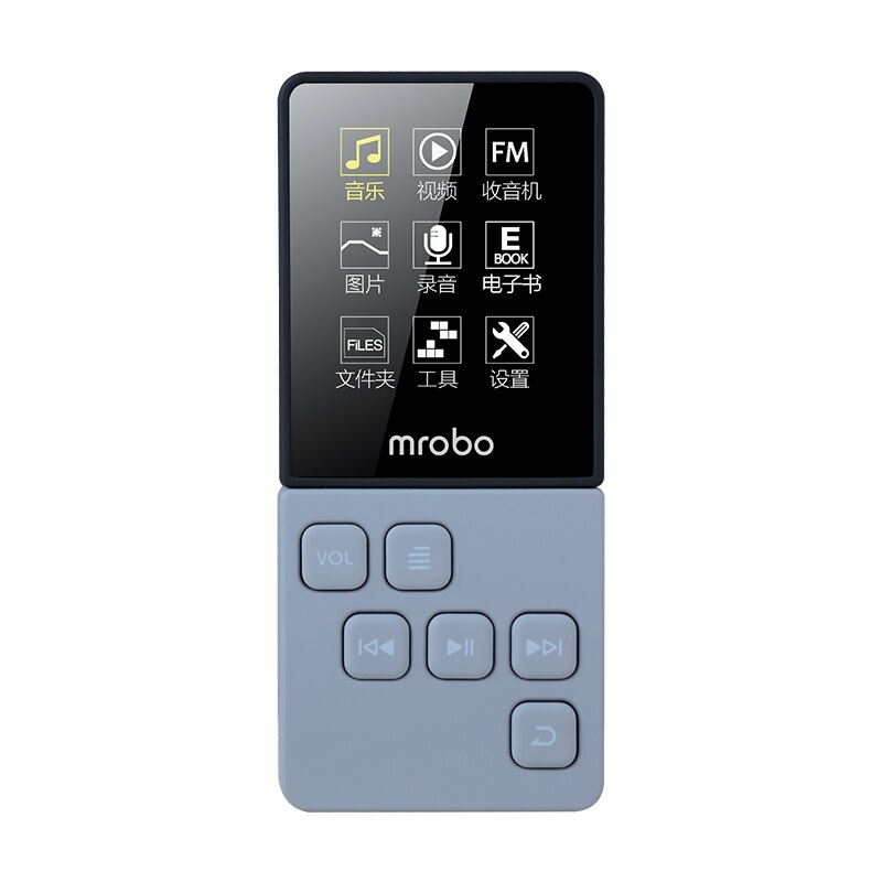 Mrobo hifi  mp4 -afspiller indbyggede højttalere høj lyd mini musikafspiller understøtter 64g tf kort fm e-bog
