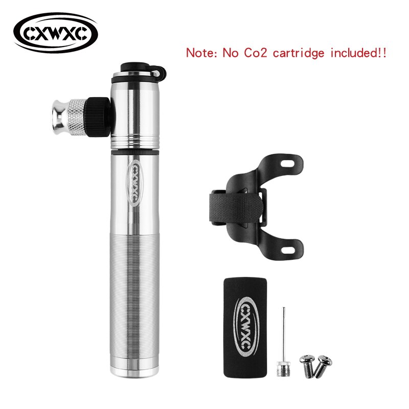 Mini portabel cykel pump ventil adapter kul luft uppblåsare cykel cykel pump  co2 uppblåsnings handpump för cykel combo cykel pumpar: Silver-