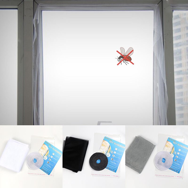1.3*1.5m mosquito tela 1.5*2m 1 conjunto adbesive dustproof mosca inseto net janela diy invisível anti-mosquito
