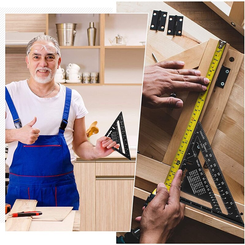 7 Inch Speed Square Layout Tool Aluminum Alloy Triple-Cornered Ruler Precise Measuring Tool For Woodworking Engineer