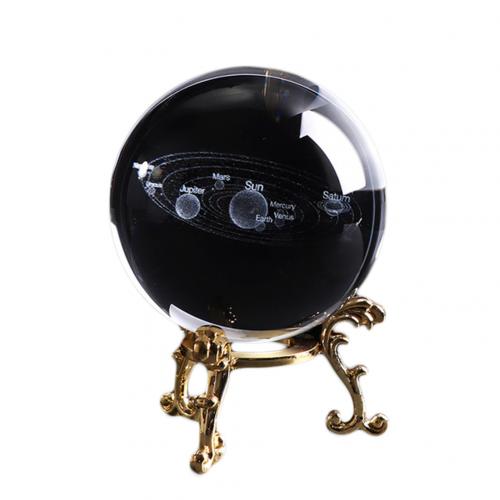 Kids Educational Solar System 3D Planets Miniature Crystal Ball Model Home Decor: Golden Metal Base