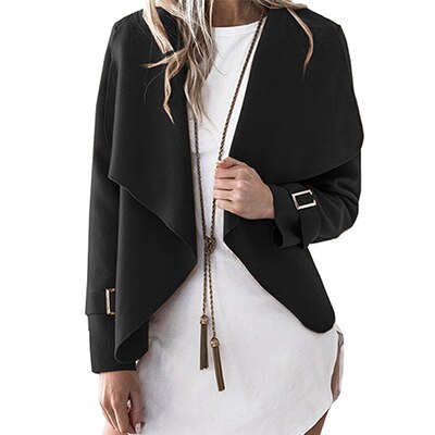 Mode Vrouwen Mini Jassen 4 Kleuren Vrouwelijke Jassen Dunne Streetwear Vrouw Tops: black / XL