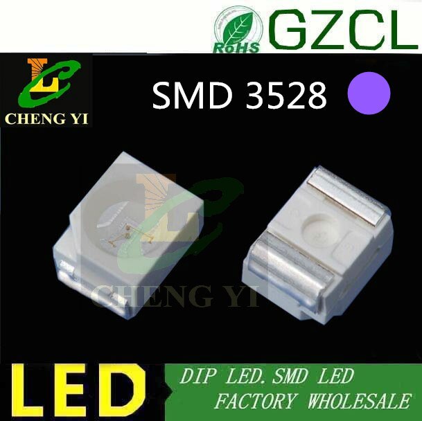 395-405nm UV 3528 SMD LED 1210 Purpal surface mount chip led 3.0-3.5V 200PCS(uva smd led)
