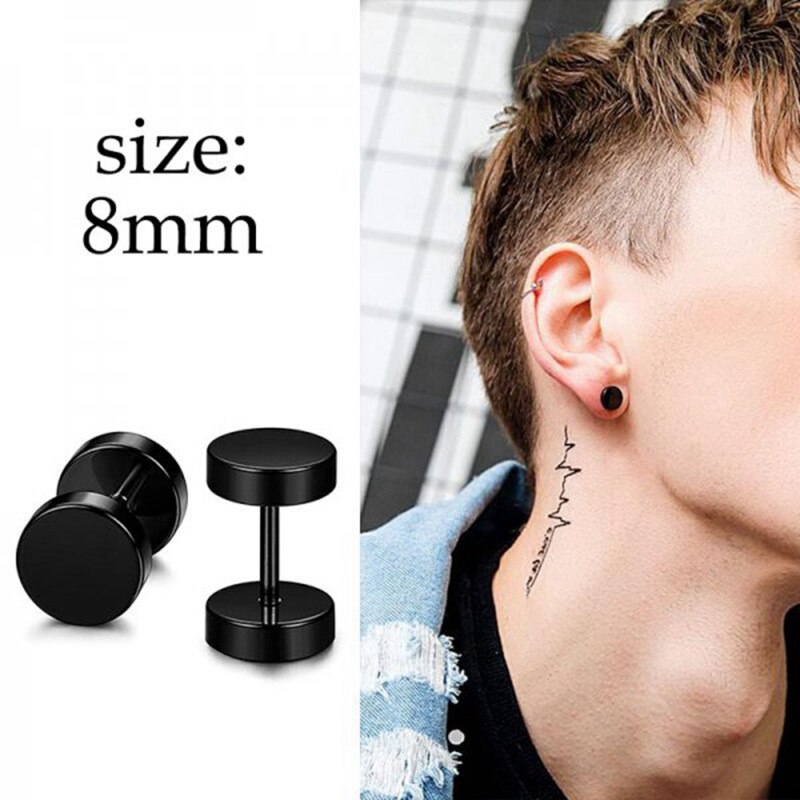 2022 Trendy Black Metal Oorringen Voor Mannen Punk Gothic Jongen Cirkel Piercing Sieraden Straat Rock Hip Hop Rapper Accessoires: 3