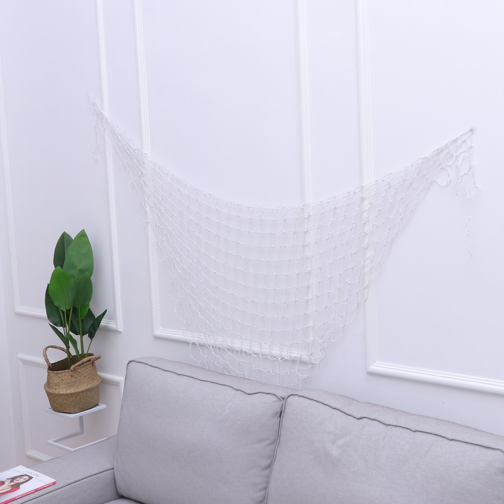 Nautical Fishing Balloon Net Beach Scene Party Decoration Netting Wall Hanging Fishing Net For Party Home Decor(White)