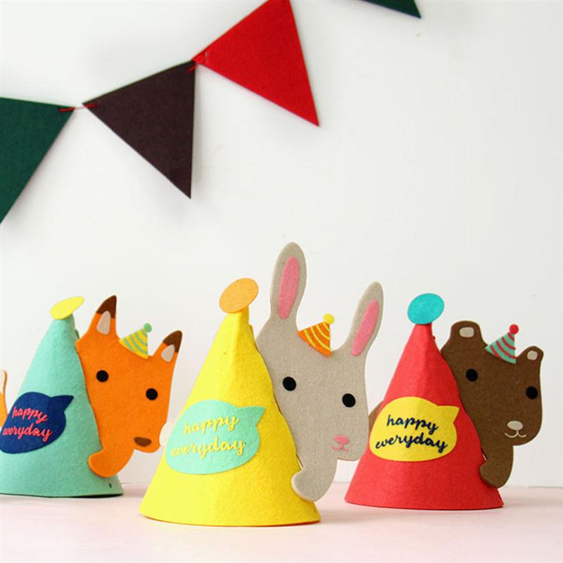 Gorros creativos de cumpleaños para niños, tocado con temática de animales DIY, estilo variado, 4 Uds.