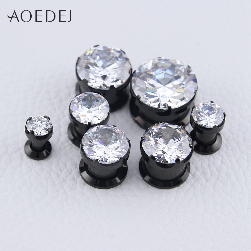 Bagues et Tunnels Cristal - 4-16mm - Acier Inoxydable - Piercings Oreille Zircone Cubique