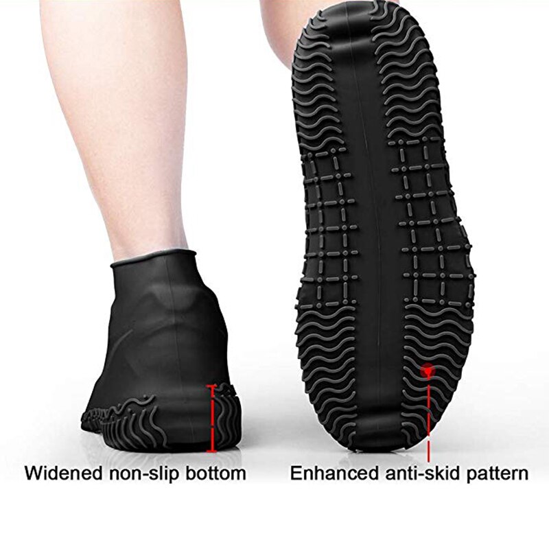 Portable Waterproof Shoe Covers Silicone Reusable Shoe Cover Non-slip Durable Zipper Elastic Rain Cover Protection for Men Women