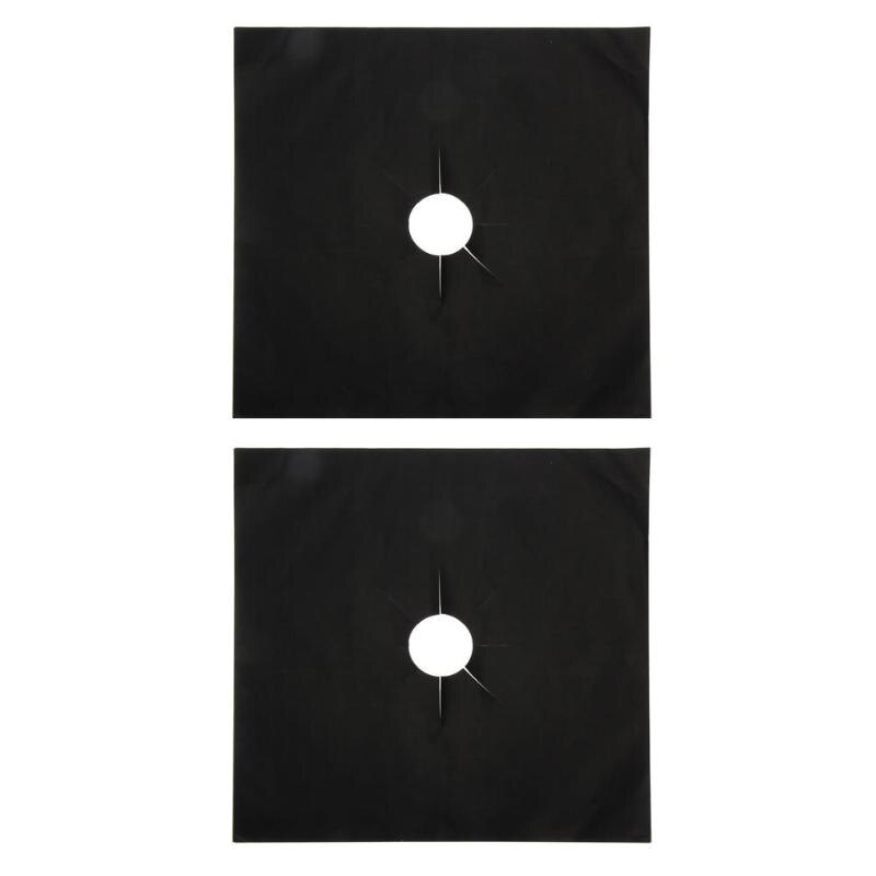 1/2 piezas de la estufa de Gas de protectores reutilizables quemador de la estufa de Gas de la cubierta de protección de salvamanteles herramientas de cocina protectores cubierta: 2pcs Black