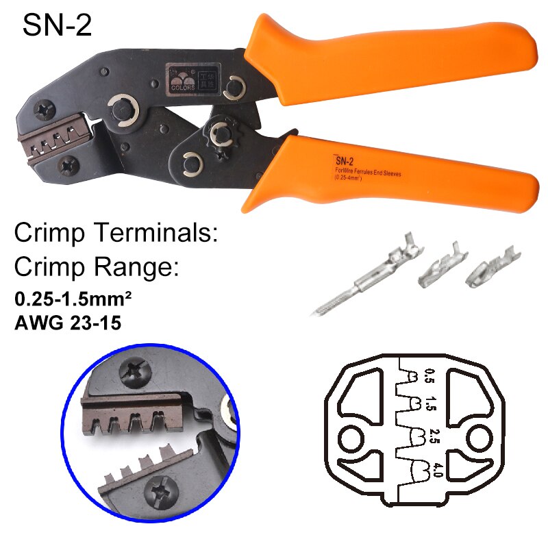 Crimp Tangen Meerdere Matrijzen Set Draad Dupont Terminals Gereedschap Voor Krimpkous Connectors Niet-Geïsoleerde Huls Terminals: SN-2