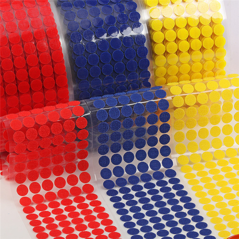 10mm 15mm Mehrfarbig Selbst Klebe Verschluss Band Haken und Schlaufen Punkt Aufkleber Magie Band Nylon Heimat Klitterband Punkte mit Kleber