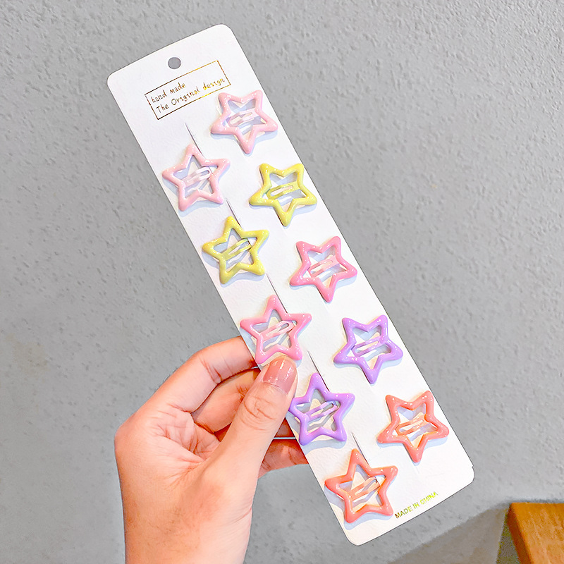 10 Uds. Nueva para chicas, horquillas bonitas con forma de gota de agua y estrella colorida, adorno para el cabello para niños, pasadores con Clip, accesorios para el cabello: Azul cielo