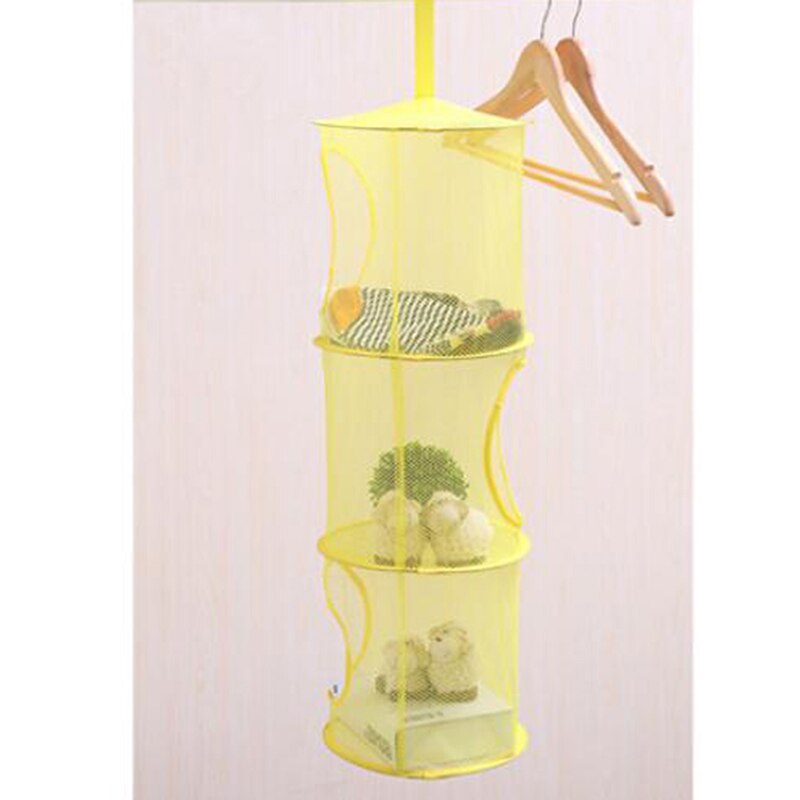 3 Shelf Hanging Storage Net Organizer Bag Bedroom Door Wall Closet Organizers: yellow
